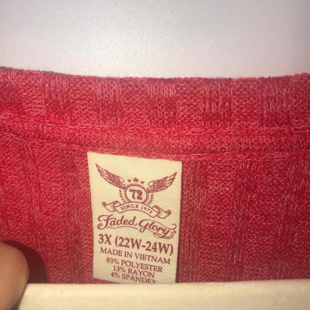 NWT Faded Glory Red 3/4 Sleeve Shirt - Picture 4 of 7